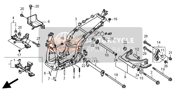 Honda SH300R 2013 Corps du cadre pour un 2013 Honda SH300R